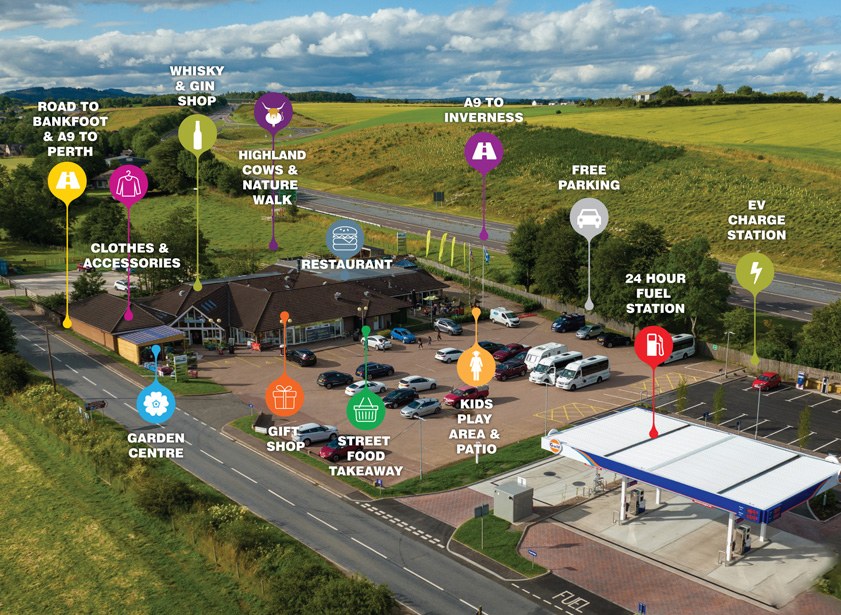 Aerial view of Taste Perthshire with all areas labelled
